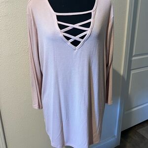 Elegant Blush Crisscross long sleeve Tunic